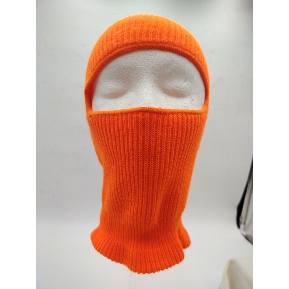 VTG Wigwam Collar Blaze Orange Hunting Ski Mask Hat Made USA 13.5" - Picture 2 of 6